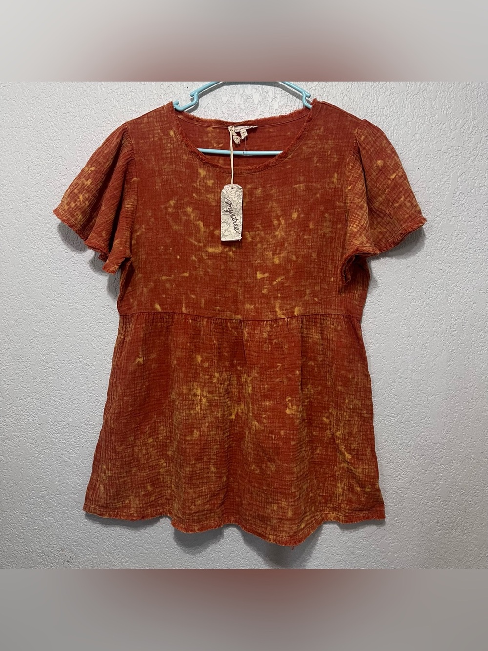 Mystree acid-wash gauze babydoll top size S